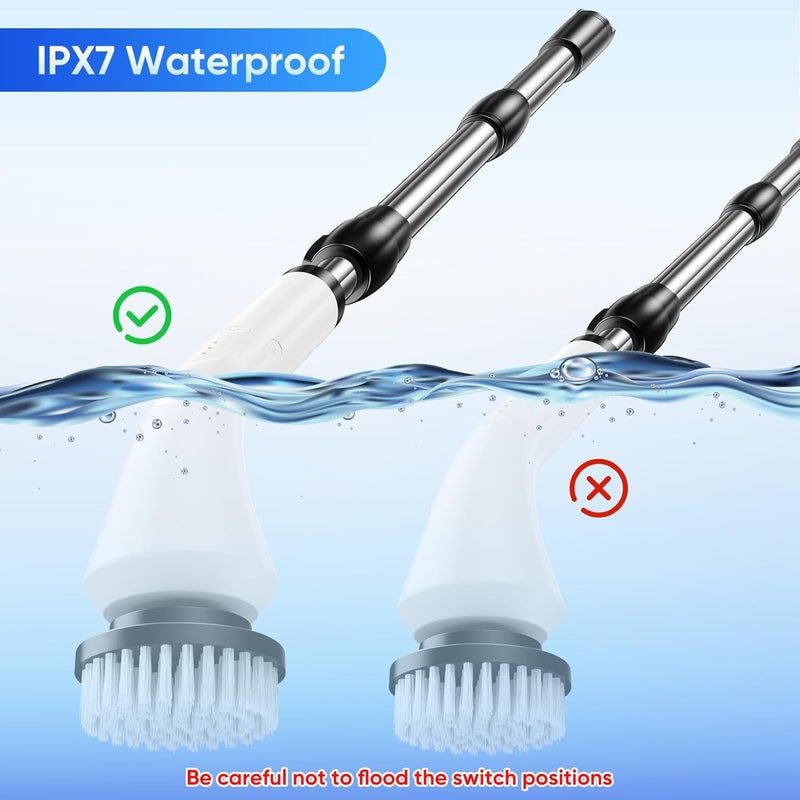 Sumno Electric Spin Scrubber, Cordless Power Electric Cleaning Brush Waterproof with Adjustable Extension Handle for Bathroom Kitchen Floor Grout Tile - Image 5